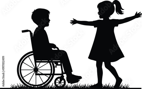 Black silhouette of couple walking dogs outdoors, pet owners lifestyle, family leisure activity, companionship, love for animals, evening park walk scene illustration