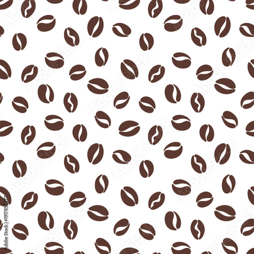 Coffee Beans Seamless Pattern, Hand Drawn Organic Coffee Bean Background, Vector Illustration for Packaging, Branding, Textile and Wrapping Paper