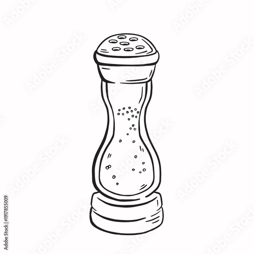 Salt shaker condiments line sketch monochrome vector