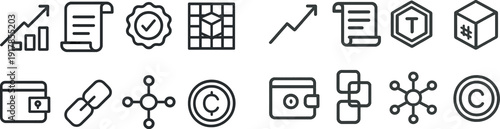 Graphic representation of financial growth with charts and icons highlighting documentation, verification, digital wallets, and currency concepts in a clean design.