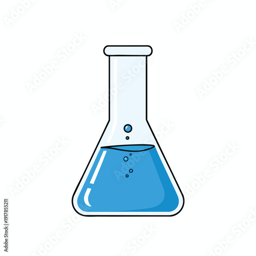 Stylish Illustration of a Laboratory Beaker with Blue Liquid