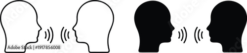 speak symbol voice icon human head wave person black black outline icons set vector illustration design collection art