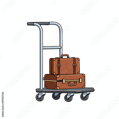 Travel Luggage Cart with Suitcases and Travel Bags for Airport and Hotel Transfers
