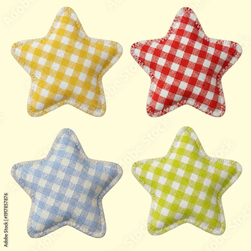 Colorful Stuffed Gingham Stars