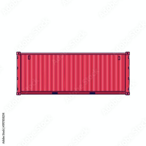Bright Red Shipping Container on Flat Surface for Logistics and Transportation Industry