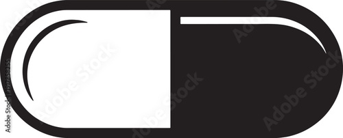 Black and white rounded rectangle with curved lines shape