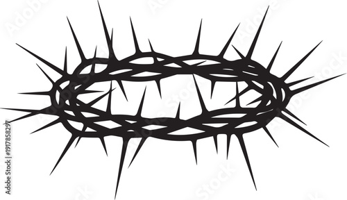 Isolated thorny crown silhouette vector illustration realistic sharp briar wreath design