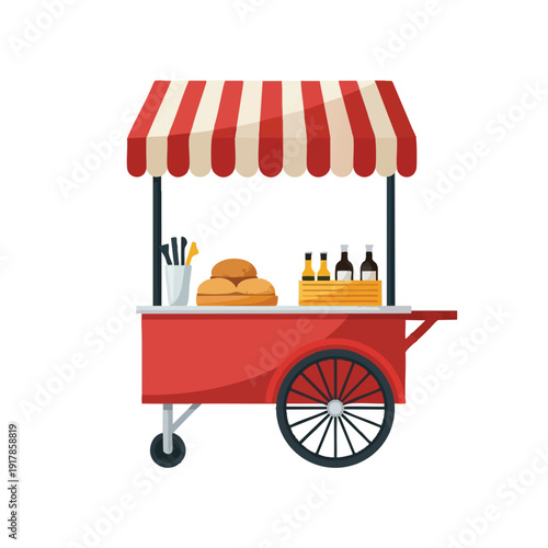 Vibrant Outdoor Food Cart with Refreshments and Snacks