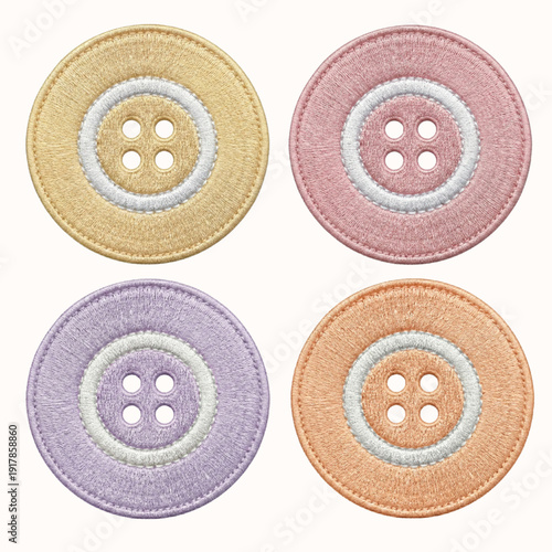 Colorful Embroidered Button Appliques Set