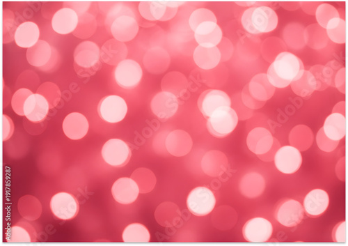 Abstract red and pink bokeh background with glowing festive hearts and glittering texture
