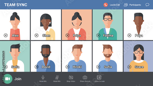 Remote Collaboration Interface: Virtual Team Meeting and Video Conferencing Dashboard
