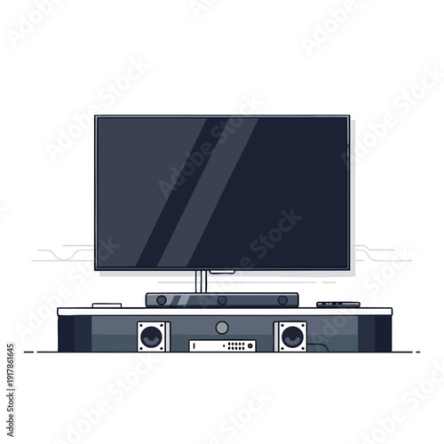 Modern Home Entertainment System with Flat Screen TV and Audio Equipment
