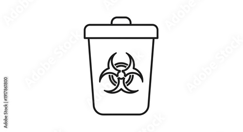 Biohazard Waste Bin Icon - Medical Danger Symbol