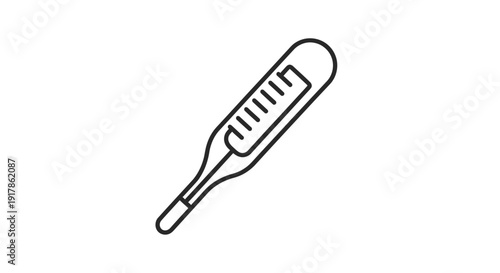 Medical Thermometer Icon Black and White Line Art Illustration