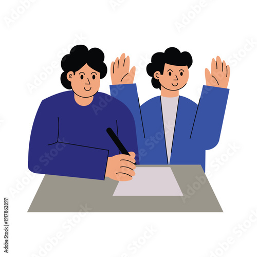 Celebrating signed deal Vector illustration