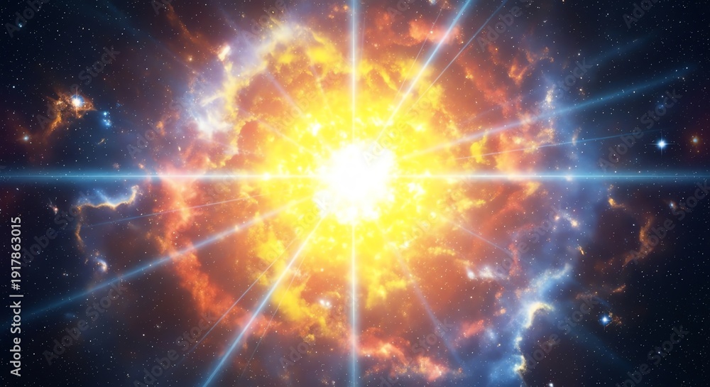 Fototapeta premium Exploding star in deep space with cosmic dust