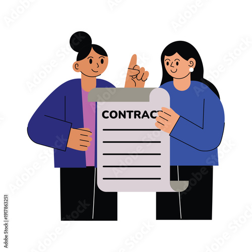 Parteners holding contract Vector illustration