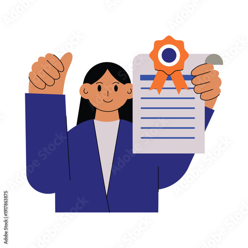 Woman sealing contract Vector illustration