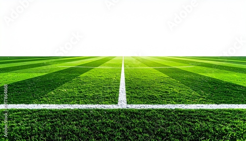 Green football field grass texture on white sports ground landscape background soccer pitch with lines.