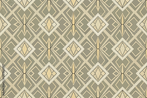 Elegant Art Deco Geometric Seamless Pattern with Diamond Shapes