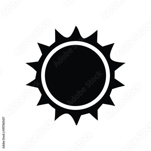 Icon of a black sun with sharp rays against a white background, symbolizing daylight and clear skies