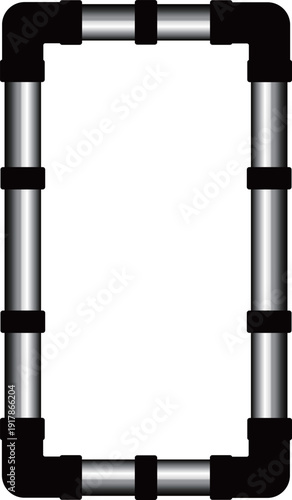 高級感のある配管のフレーム　ブラック＆シルバー