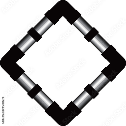 高級感のある配管のフレーム　ブラック＆シルバー