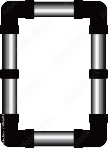 高級感のある配管のフレーム　ブラック＆シルバー