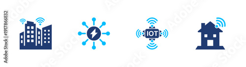 Smart city system icon set. iot, infrastructure, connectivity, monitoring, urban. solid style icon collection