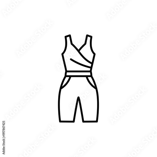 Women's sleeveless jumpsuit illustration with pockets in minimalist style  