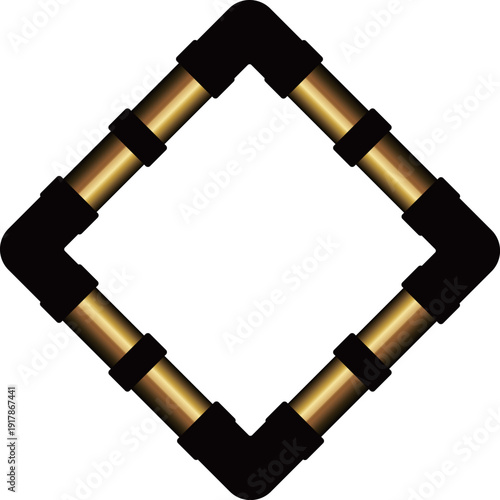 高級感のある配管のフレーム　ブラック＆ゴールド