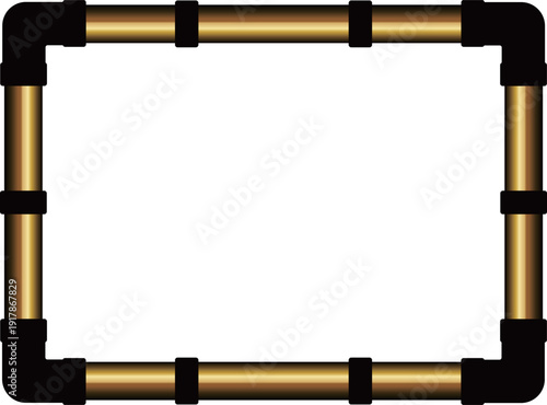 高級感のある配管のフレーム　ブラック＆ゴールド