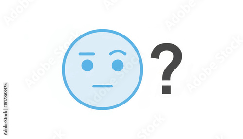 Question mark and confused face icon. Minimalist flat design vector illustration. Symbol of doubt, uncertainty, and skepticism