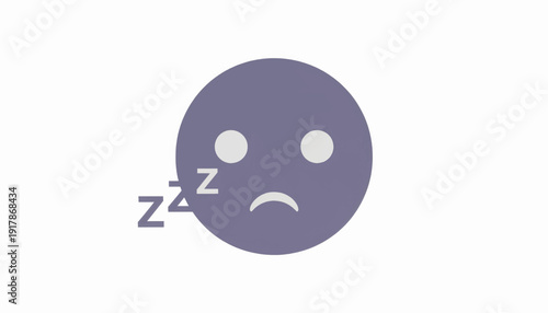 Sleepy and sad emoji icon. Flat design vector illustration of a tired emotion. Minimalist pictogram for web and mobile apps