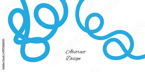 A blue squiggly line drawing on a white background with illegible black text