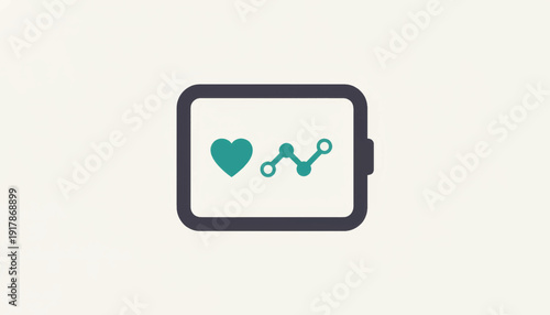 Wearable health technology icon. Smartwatch with heart and data graph. Flat design vector illustration