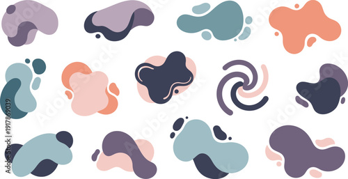 Abstract shapes in vibrant and playful cloud-inspired designs