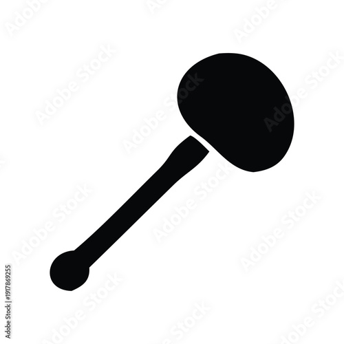 A minimalist black silhouette of a mallet, representing tools and striking actions