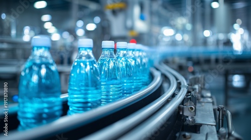 Wallpaper Mural Bottled beverage on conveyor in food processing plant highlighting conveyor food safety, sanitation, contamination control and production hygiene. Torontodigital.ca