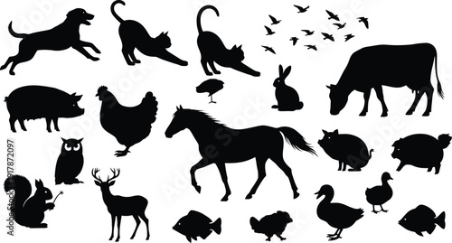 Collection of animal silhouettes