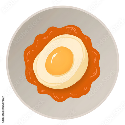 Minimal vector of a fried egg on a plate, simple elegance