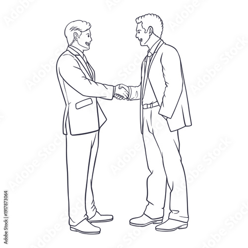 Clean line art of businessmen shaking hands
