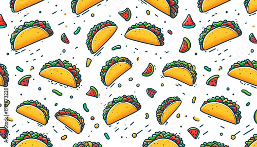 taco vector seamless background and wallpaper for restaurant and cafe
