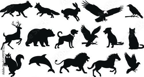 Collection of animal silhouettes