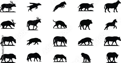 Collection of diverse animal silhouettes