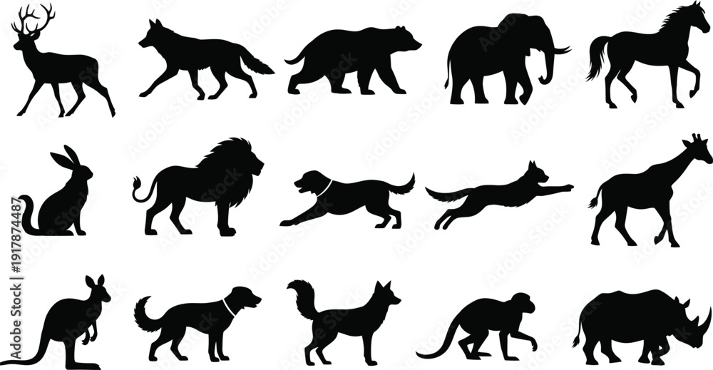 Fototapeta premium Collection of animal silhouettes