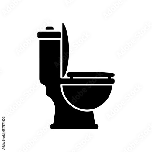 A stark black silhouette of a modern toilet a common bathroom fixture silhouette