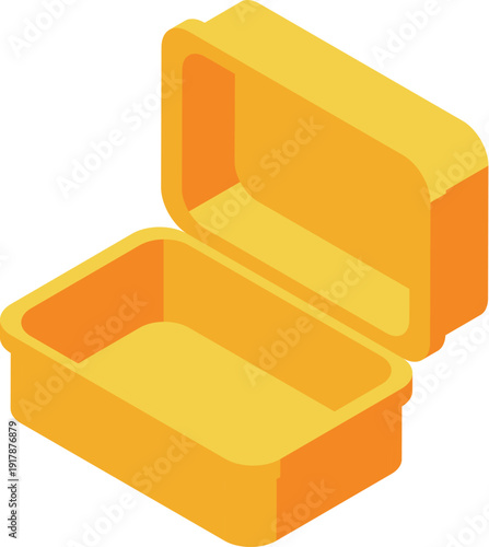 Open empty yellow lunchbox isometric icon perfect for back to school projects