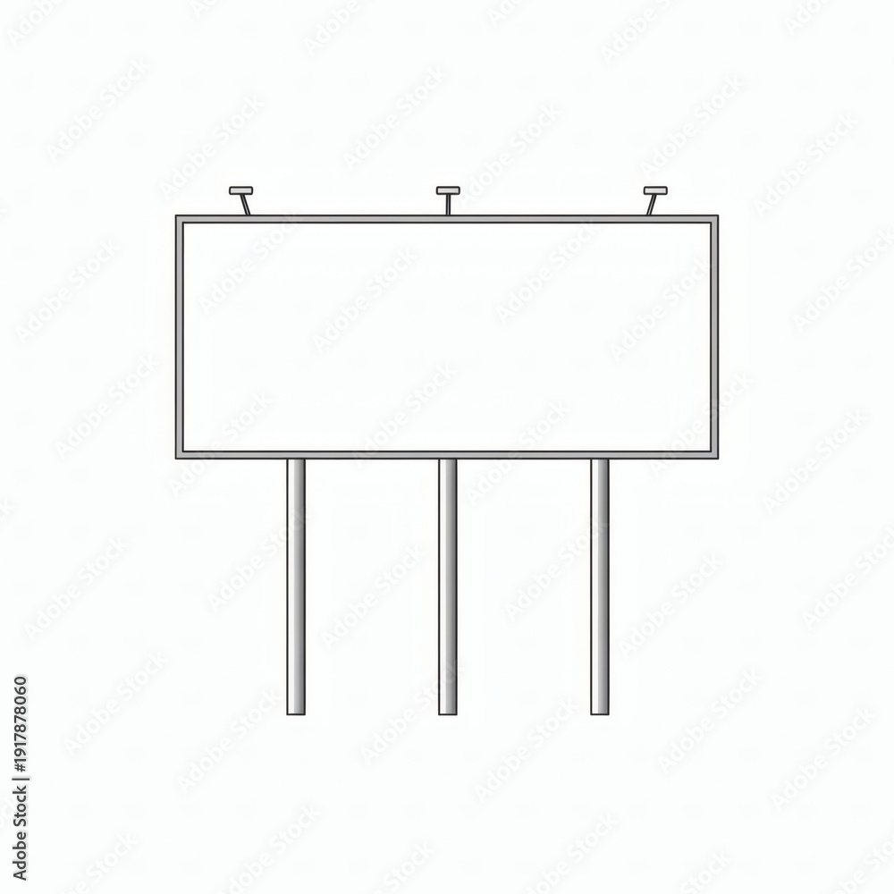 Obraz premium A blank billboard with three legs and a rectangular frame, ready for advertising.