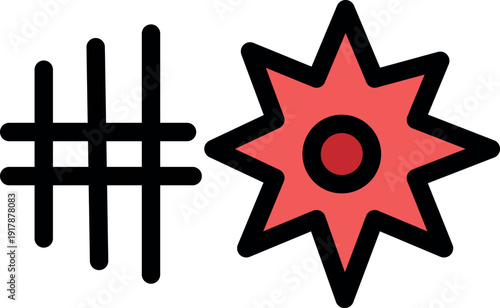 Ninja shuriken hitting wooden planks making a hole, concept of target practice or ninja weapon